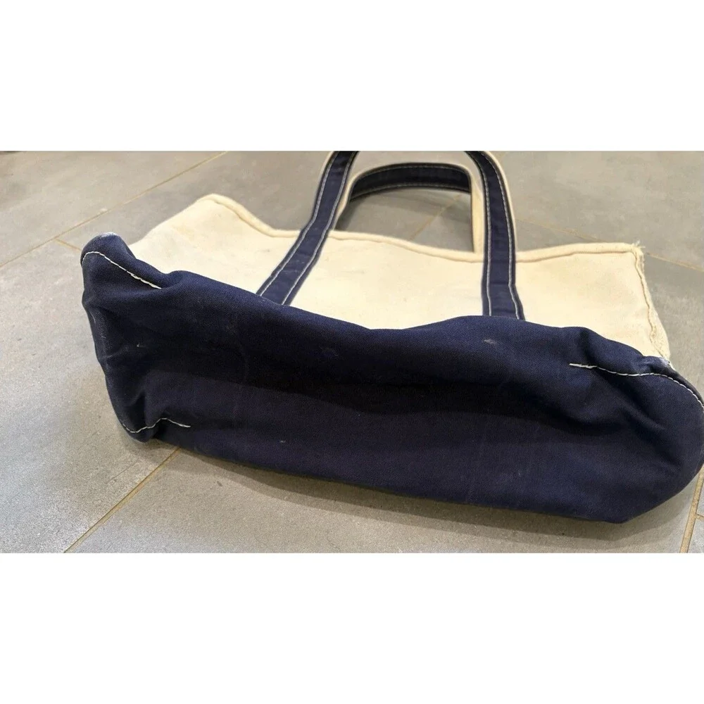 Vintage Llbean Navy Blue And White Boat And Tote Tote Bag